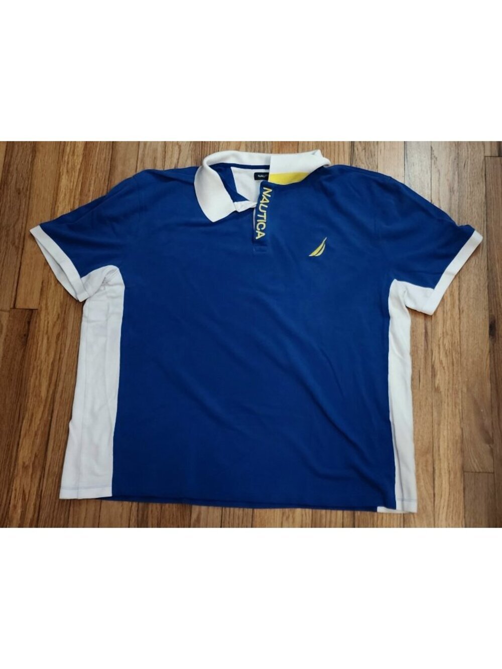 Nautica Short Sleeve Polo Shirt 3XL Color Block Nautical Boat Logo Embroidered
